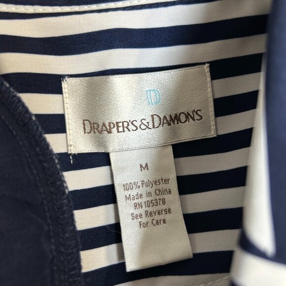 Drapers & Damons Womens Jacket Size M Blue White Nautical Stripe Fisherman Core - Picture 5 of 7